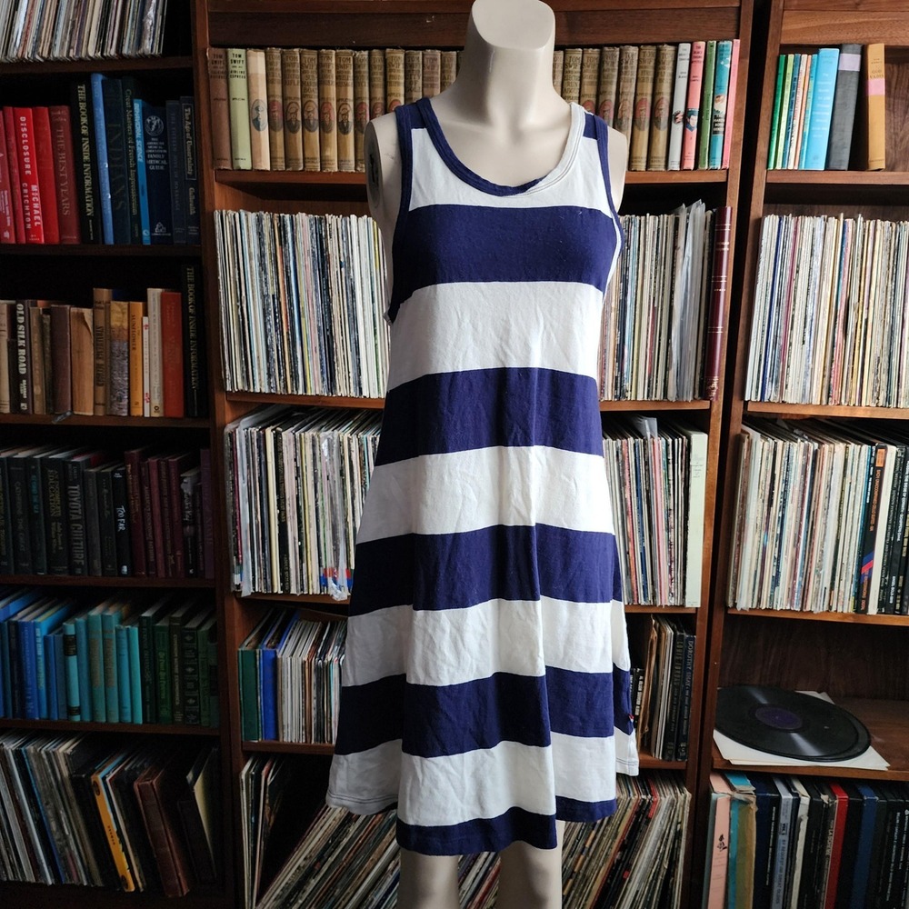 Sol Angeles Womens XS Blue White Chunky Stripe Sleeveless‎ Tank Mini Dress